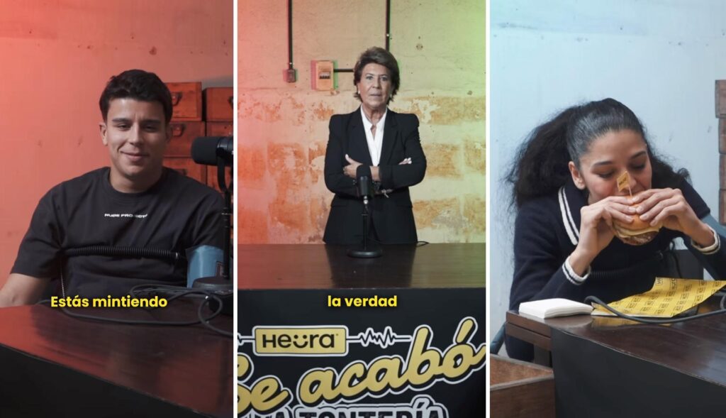 Acción publicitaria de Heura con un polígrafo