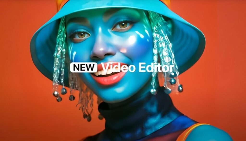 Mujer joven de piel azul generada con inteligencia artificial