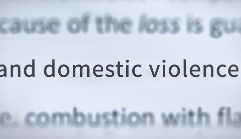 Frase "and domestic violence"