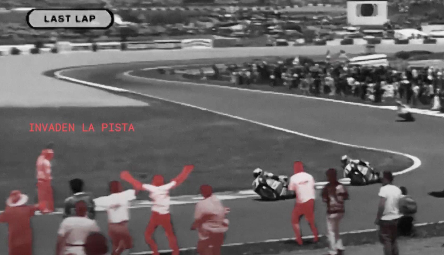 aficionados invadiendo la pista del circuito de Jerez en 1996