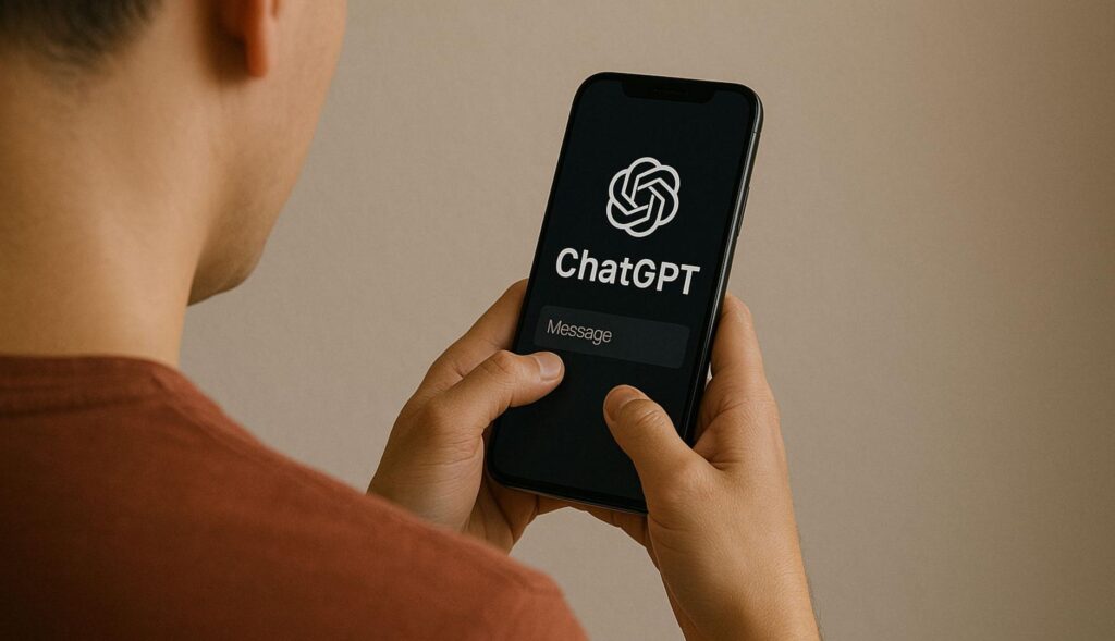 Hombre usando ChatGPT en el móvil