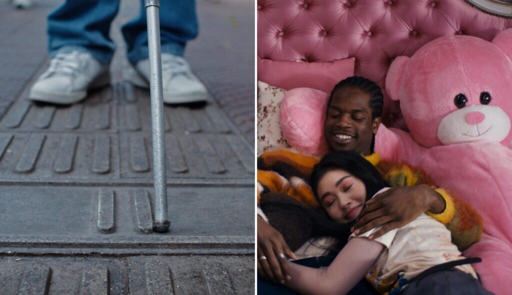 Persona ciega utliza pavimento podotáctil