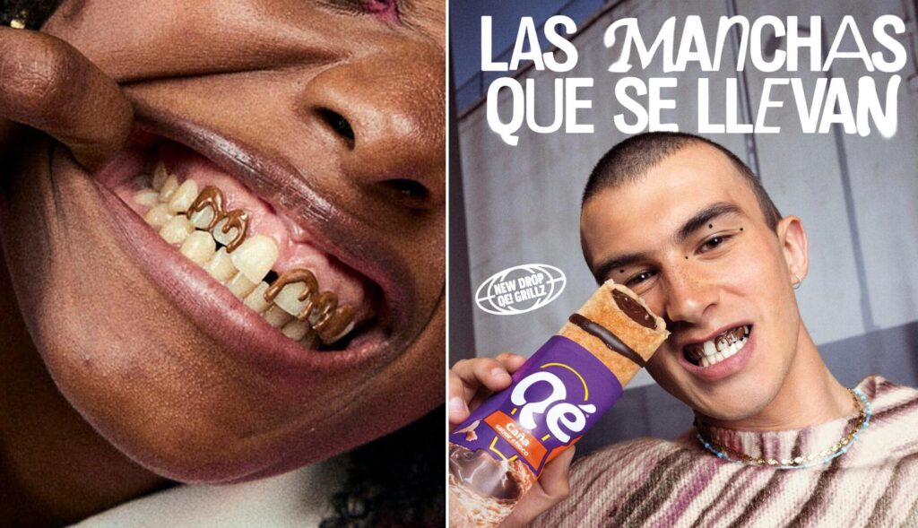 Adornos dentales, o grillz, con forma de mancha de chocolate