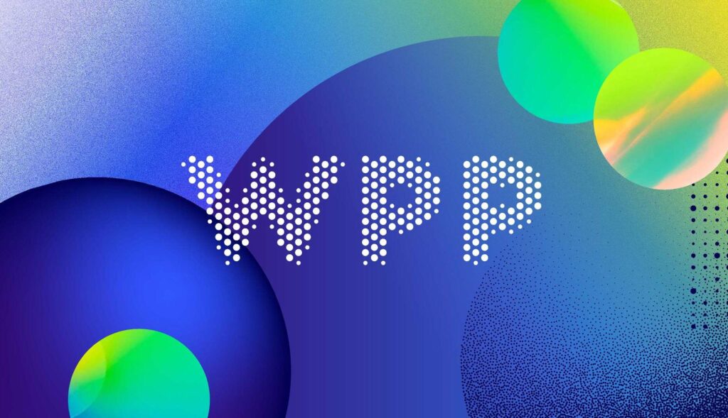 Logotipo de WPP sobre fondo azul