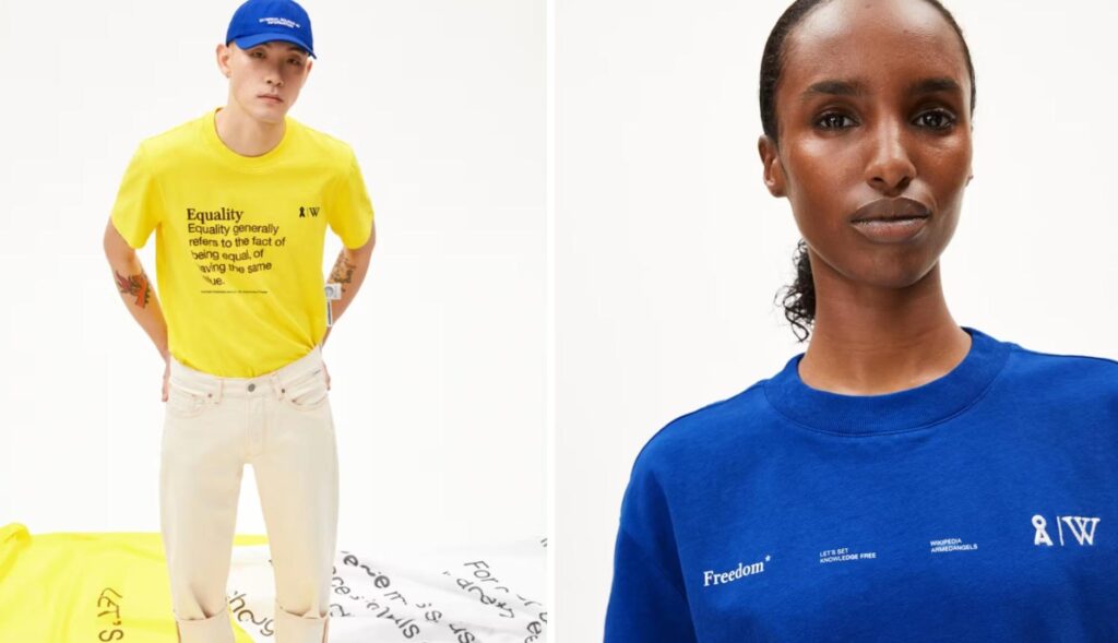 Modelos lucen prendas de Wikipedia