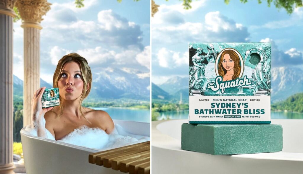 The soap made with water from the Sydney Sweeney bathtub and Dr. Squatch provocative marketing