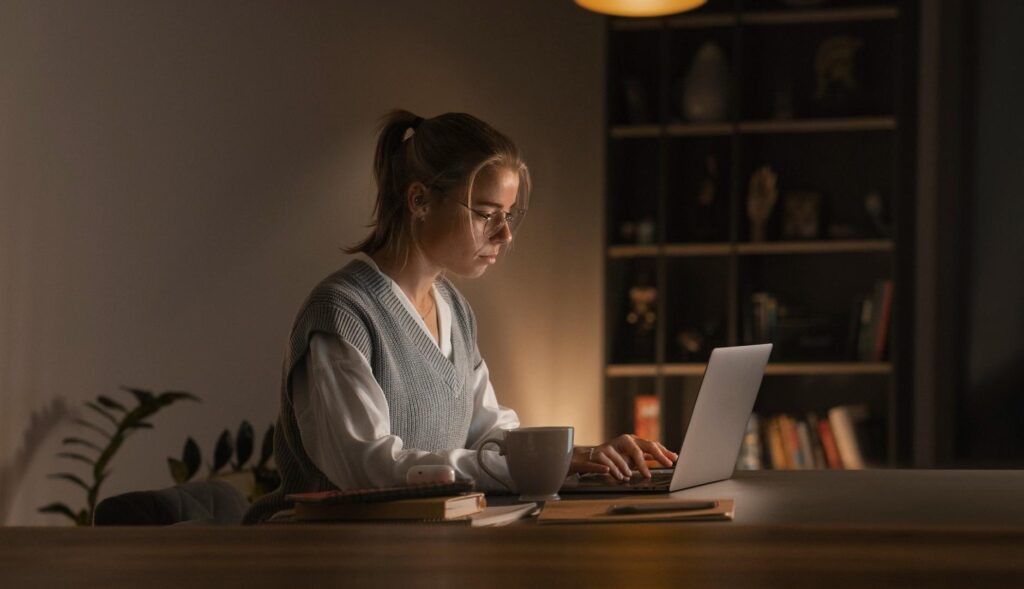 Mujer trabajando en su casa