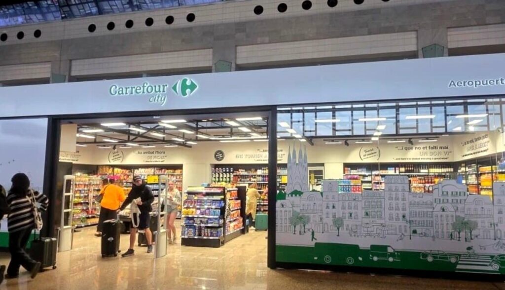 Imagen de la entrada a la tienda de Carrefour en el aeropuerto de Barcelona