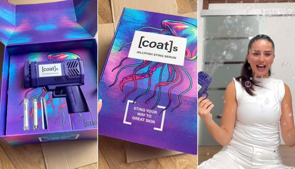 Sérum de Medusa and a bubble gun: this skincare routine satirizes with beauty trends