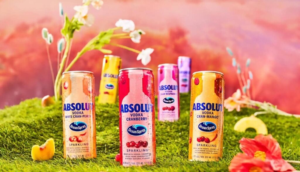 Latas de bebidas de Absolut Ocean Spray
