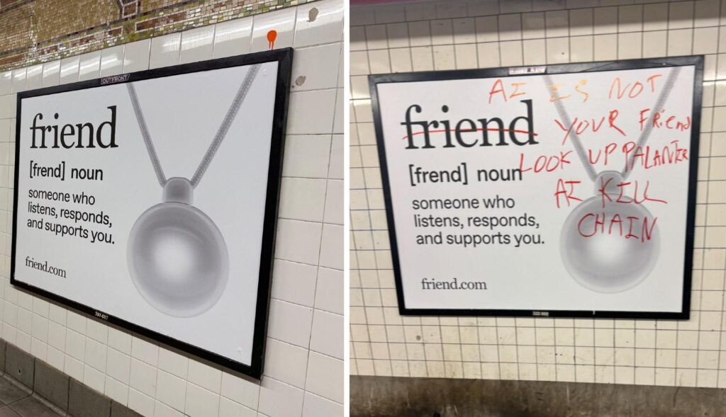 "Make real friends": The reaction of users to a controversial campaign of an AI