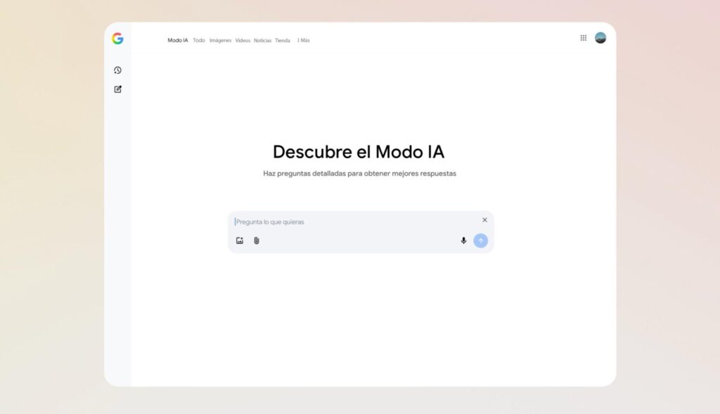 Interfaz del Modo IA de Google