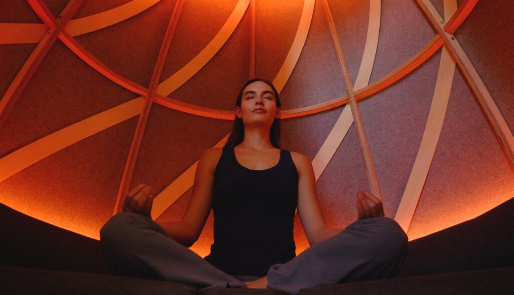 This meditation capsule is designed to be placed in work spaces