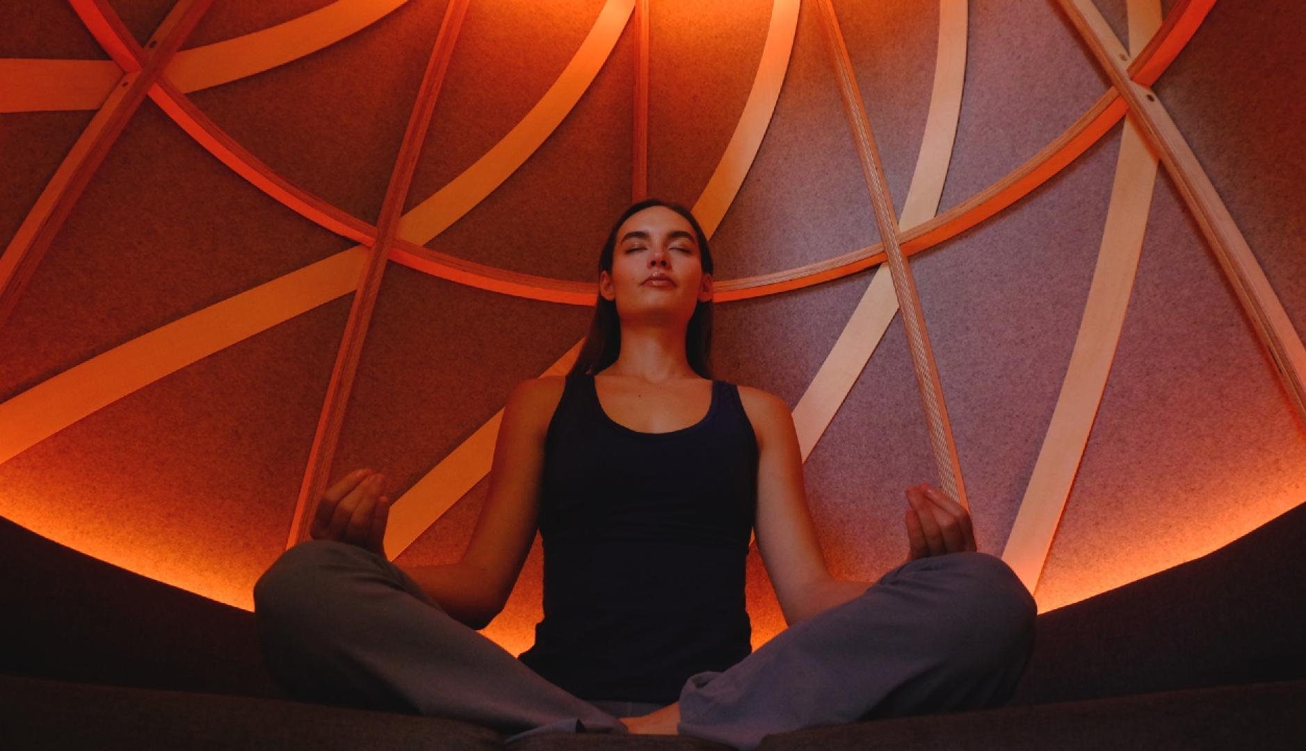 This meditation capsule is designed to be placed in work spaces
