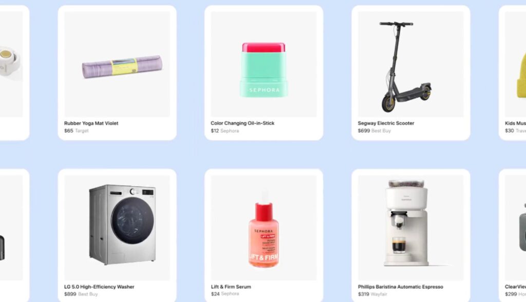 La interfaz de shopping research con varias fichas de diferentes productos