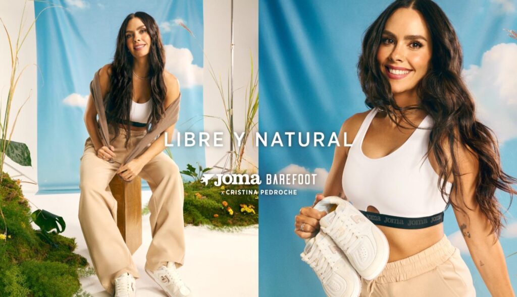 Cristina Pedroche luciendo las zapatillas de Joma en un set de fotos