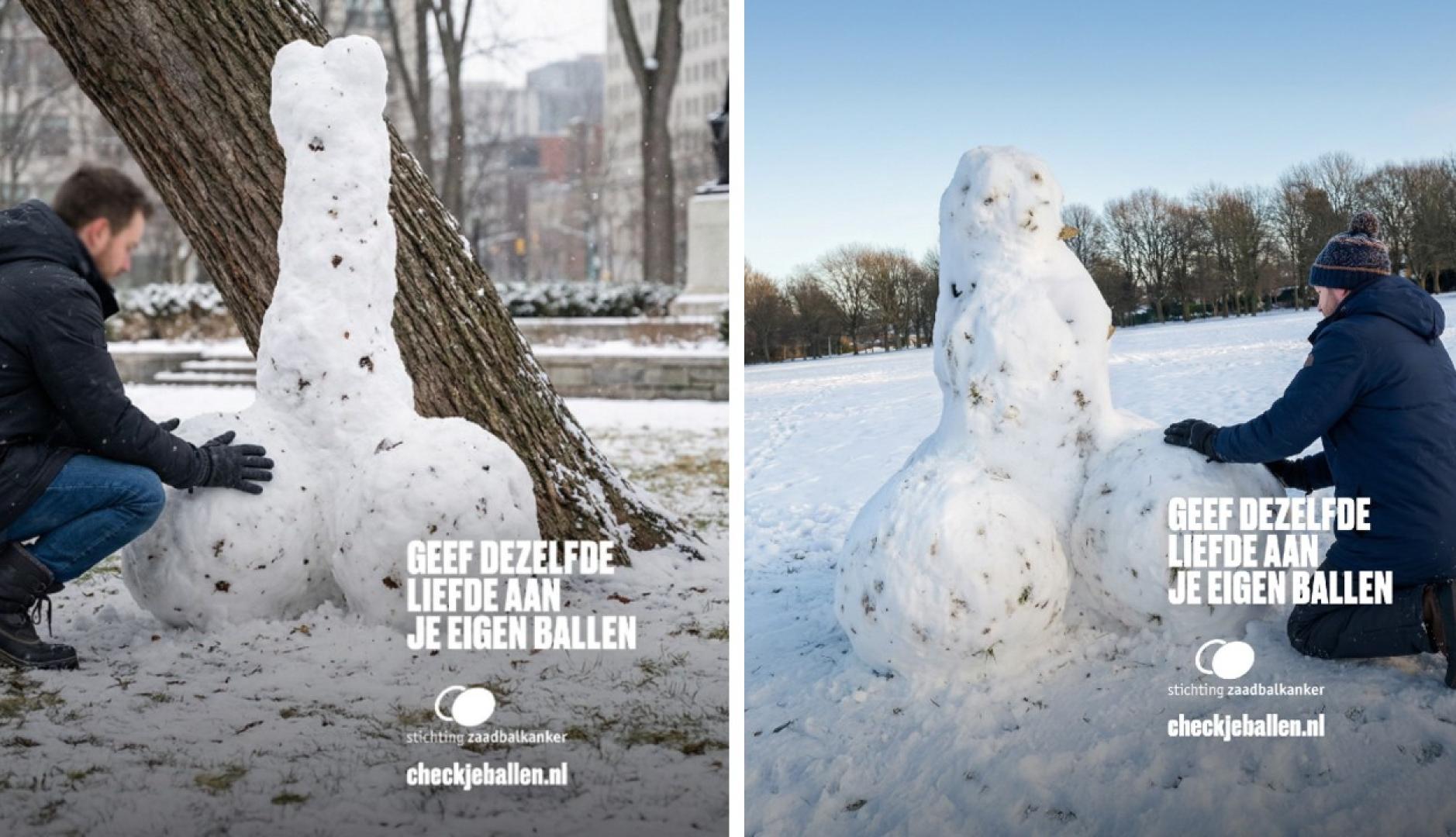 Snow penises to talk about men's health: this is how they raise awareness about testicular cancer in the Netherlands