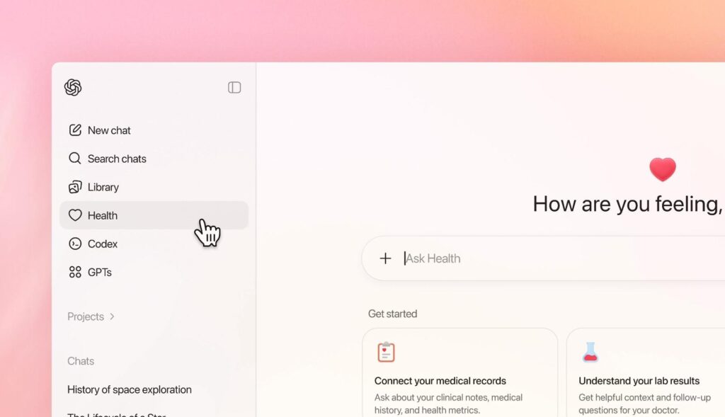 Interfaz de ChatGPT Salud
