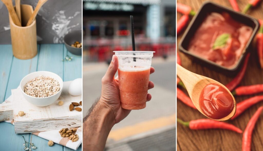 Collage de fibra, bebida y picante