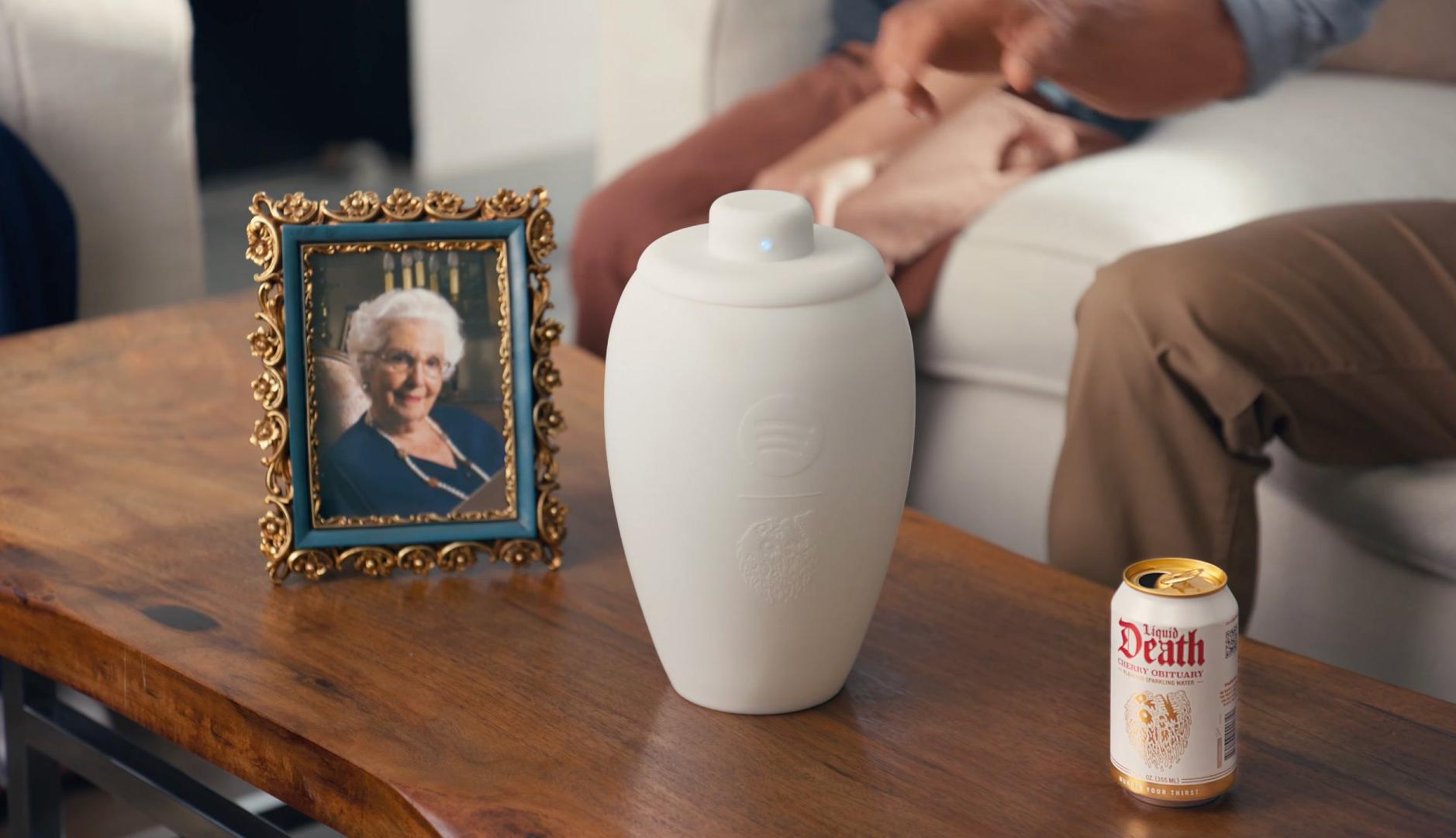 From Spotify's speaker urn to Supreme's coffin, marketing dares death