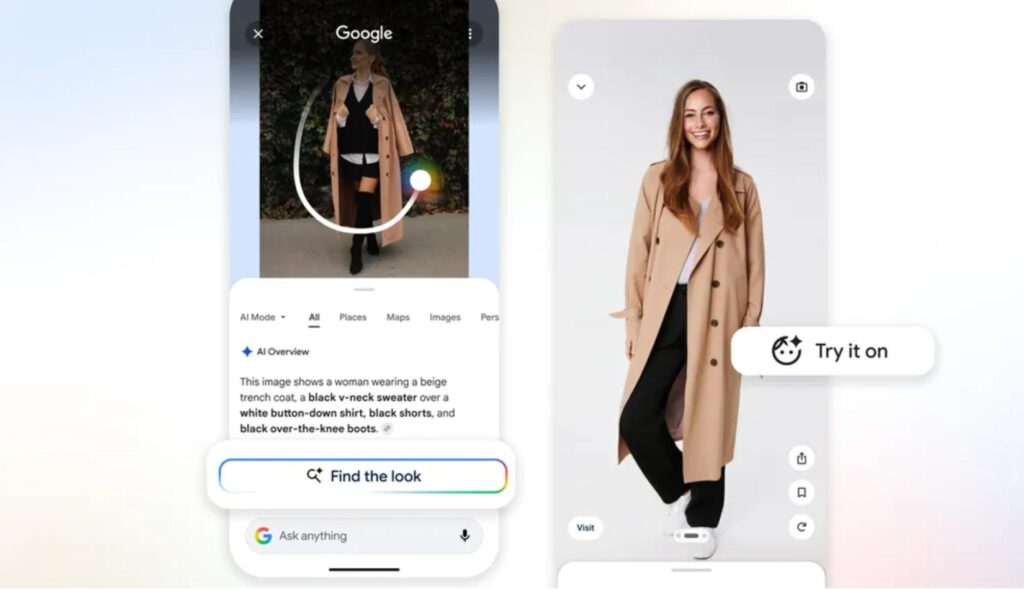 La interfaz de la función mostrando a una chica vestida con gabardina