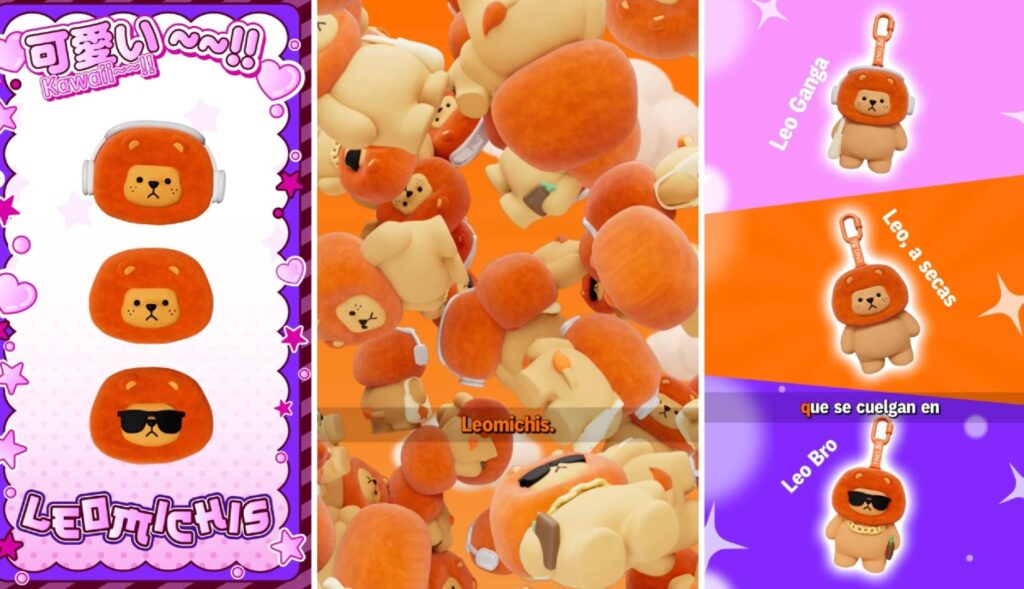 Imágenes de los Leomichis, llaveros coleccionables con el león de ING