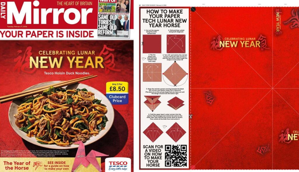 Portada del periódico The Mirror patrocinada por Tesco