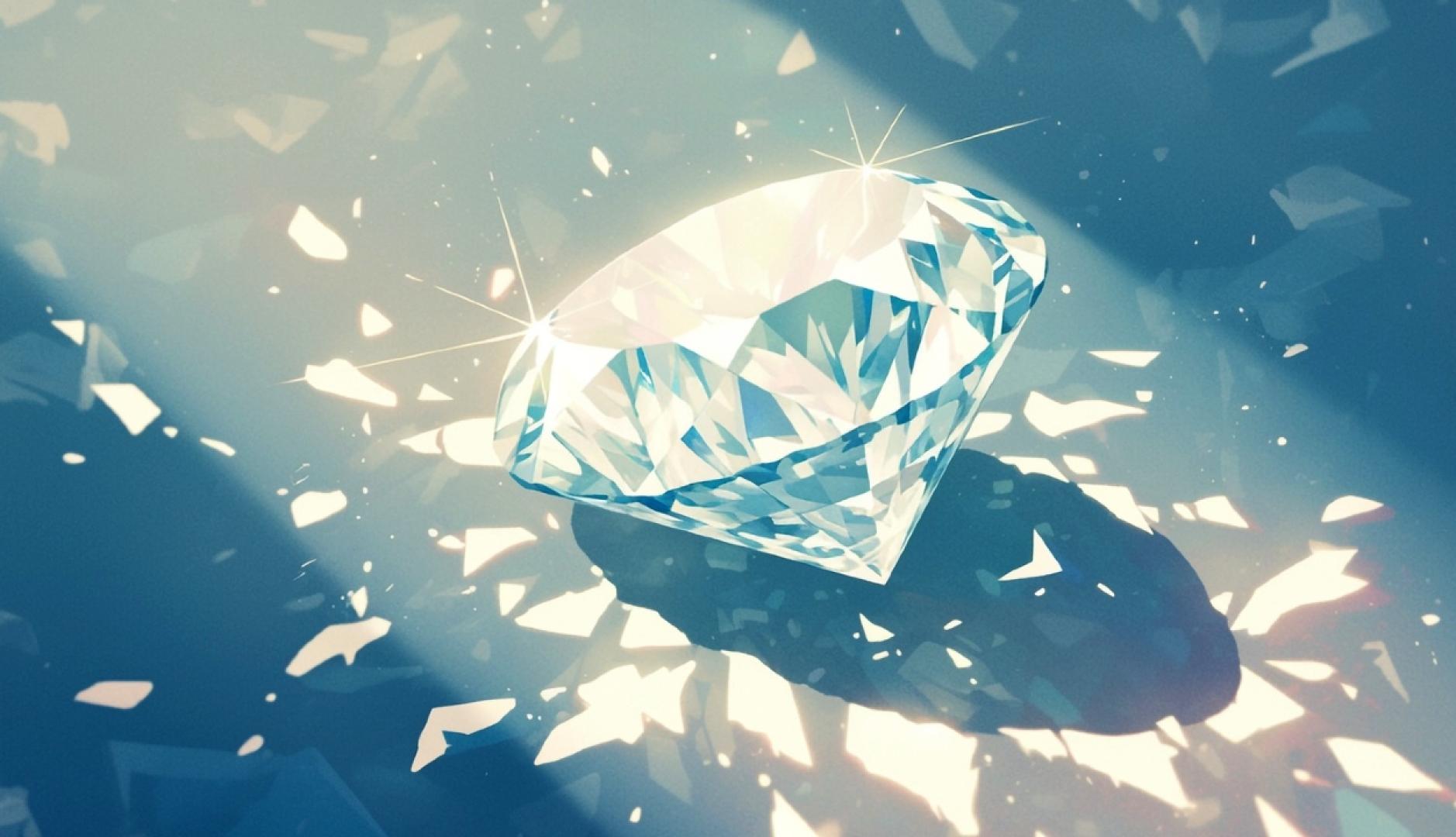La ilustración de un diamante iluminado por un rayo de sol