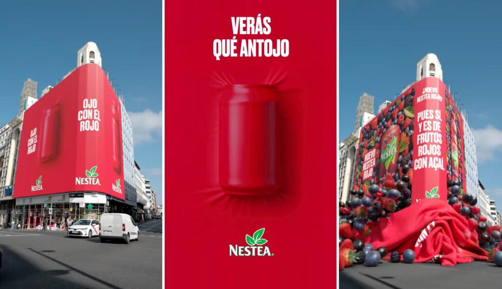 Nestea changes its usual blue to red to announce the launch of a new flavor