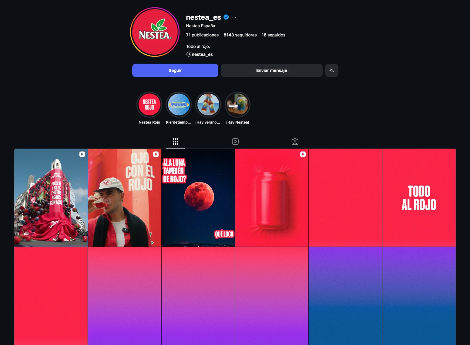 Nestea Spain Instagram profile