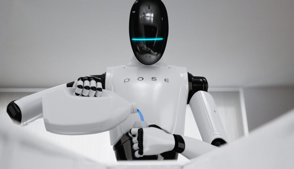 Robot vertiendo detergente