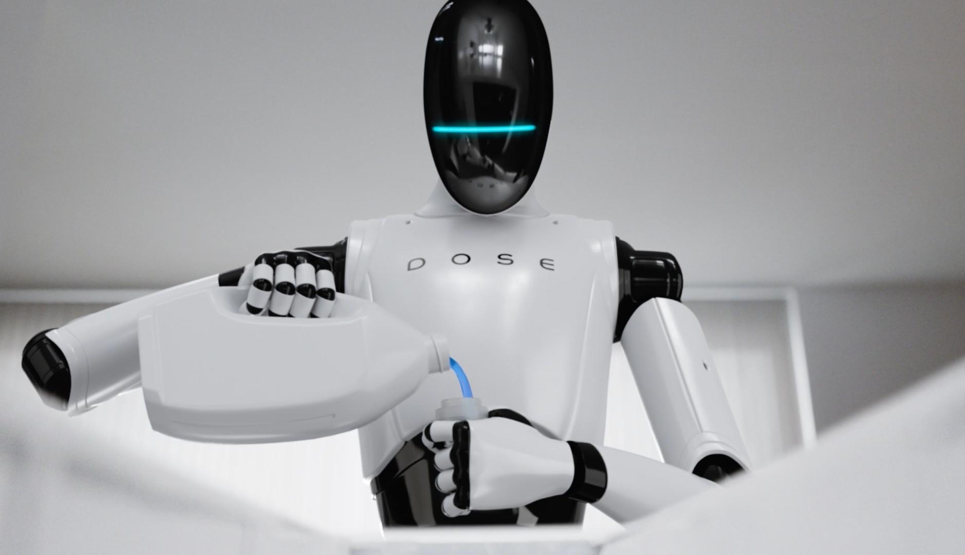 Robot vertiendo detergente