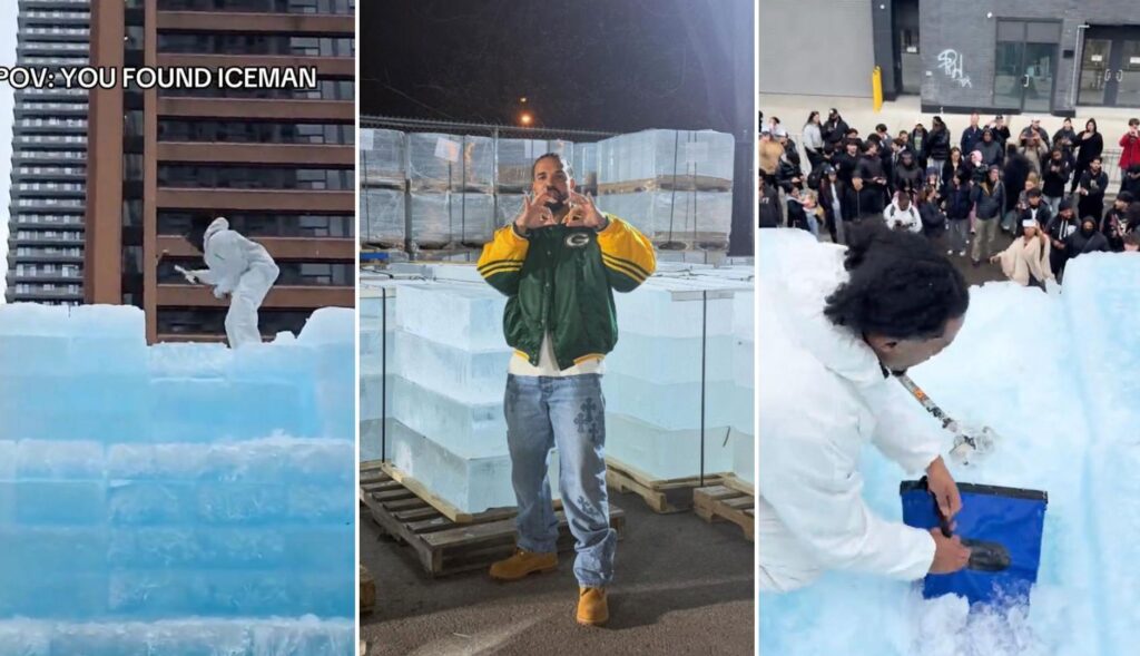 Drake creates a “treasure hunt” on a giant block of ice to announce his new album