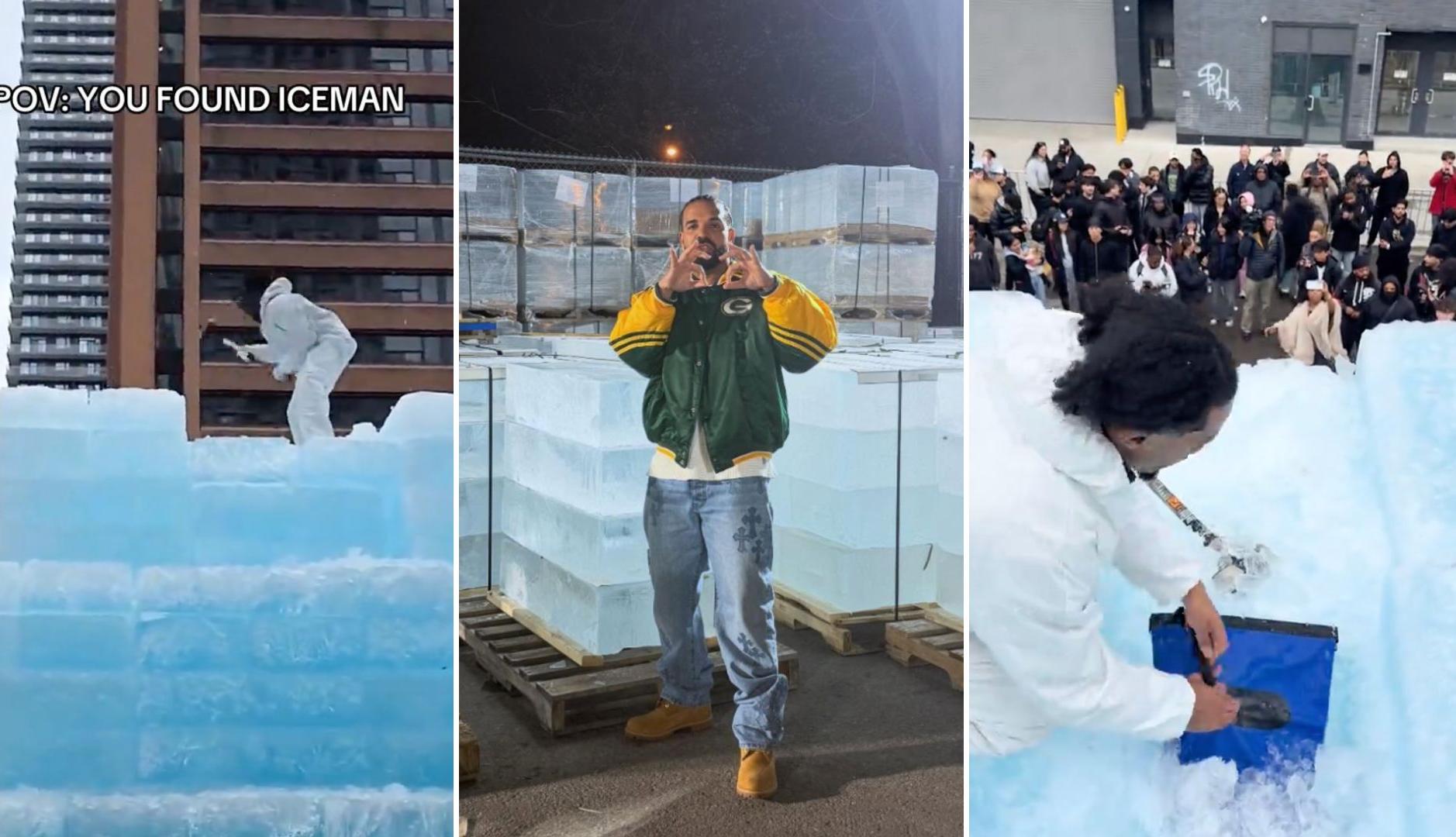 Drake creates a “treasure hunt” on a giant block of ice to announce his new album