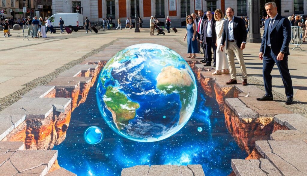 An optical illusion in Madrid invites reflection on water scarcity