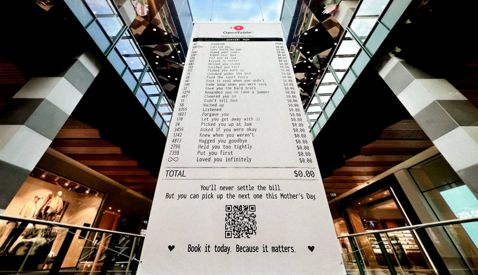 “You will never pay the bill”: a giant ticket makes visible the priceless work of mothers