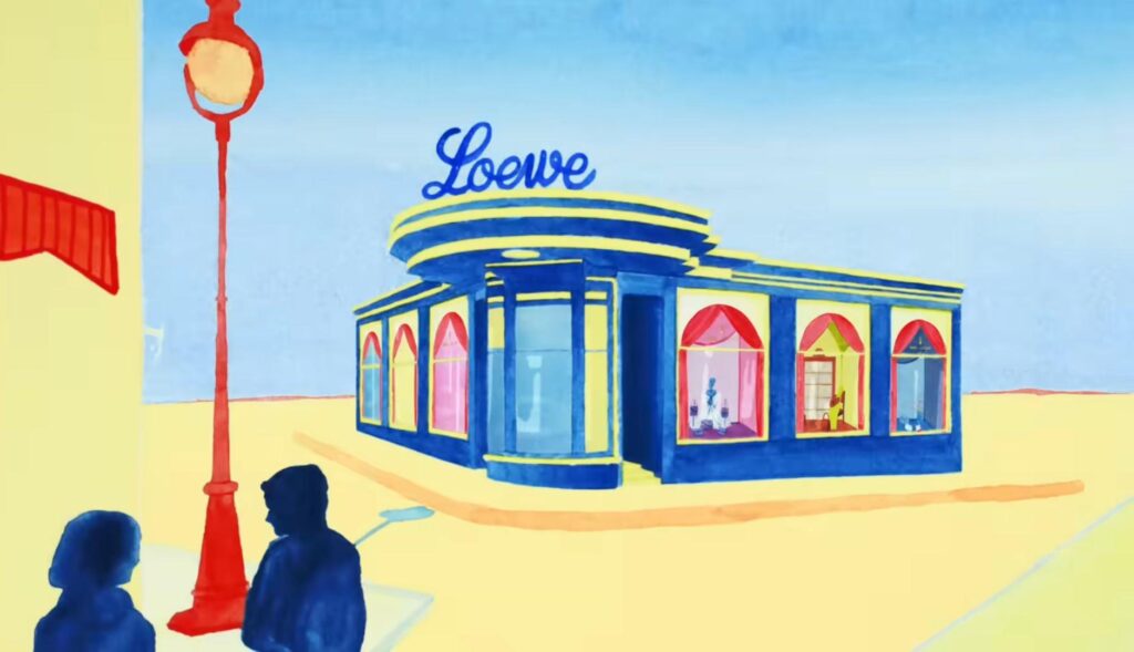 Antigua tienda de Loewe pintada en acuarela