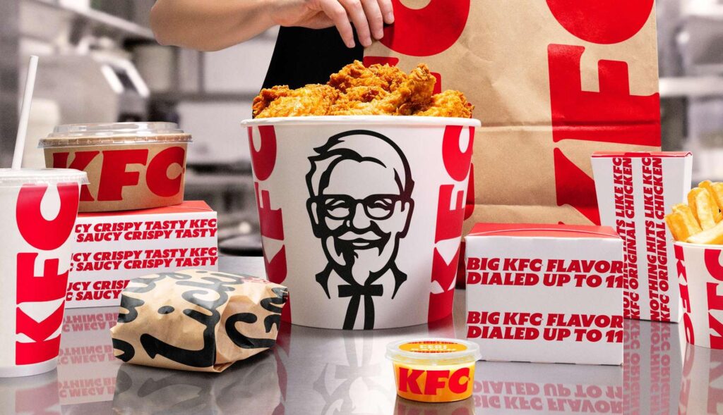 Productos de KFC con la nueva identidad visual