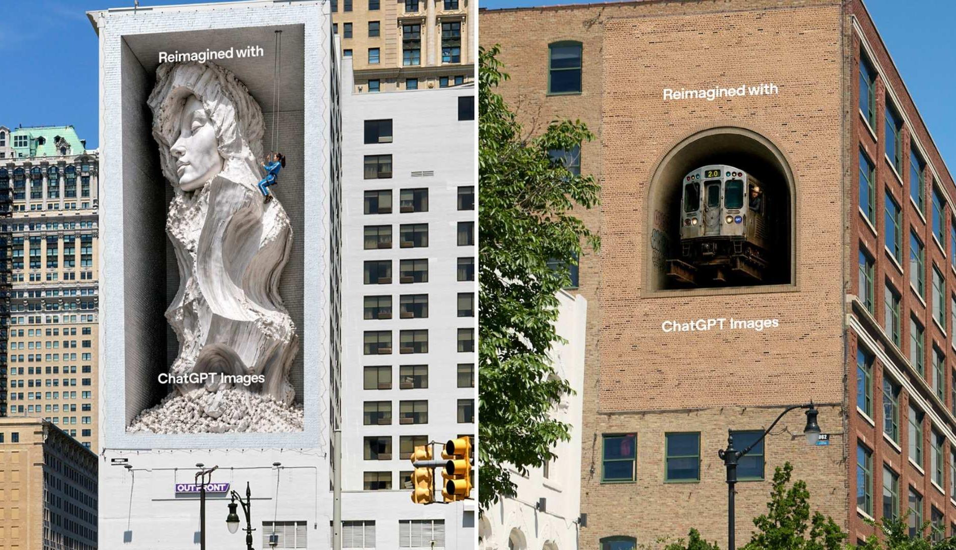 OpenAI creates trompe-l'oeil outdoor advertising to promote ChatGPT image generation