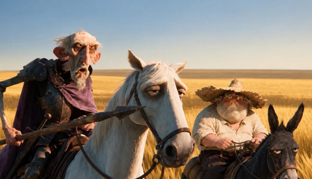 Una escena del corto con Don Quijote y Sancho