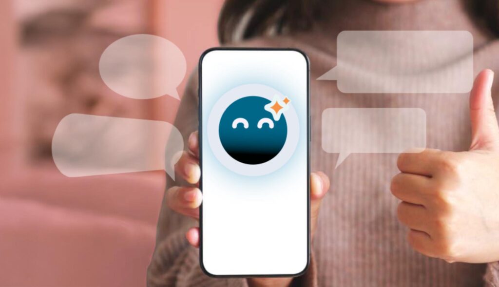Una pantalla mostrando el icono de Guio y una mano haciendo el gesto de ok