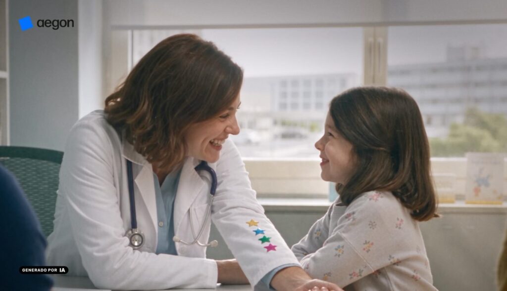 Doctora y niñas, generadas por inteligencia artificial