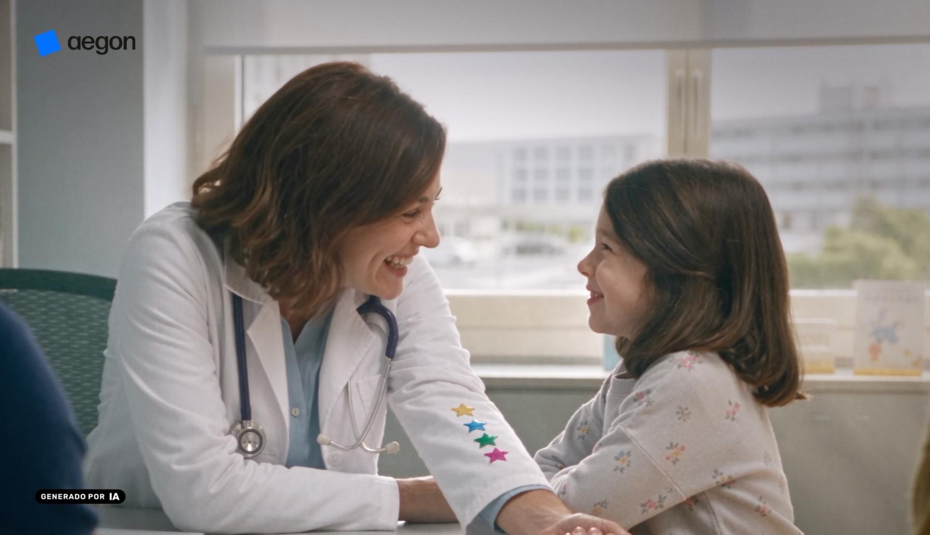 Doctora y niñas, generadas por inteligencia artificial