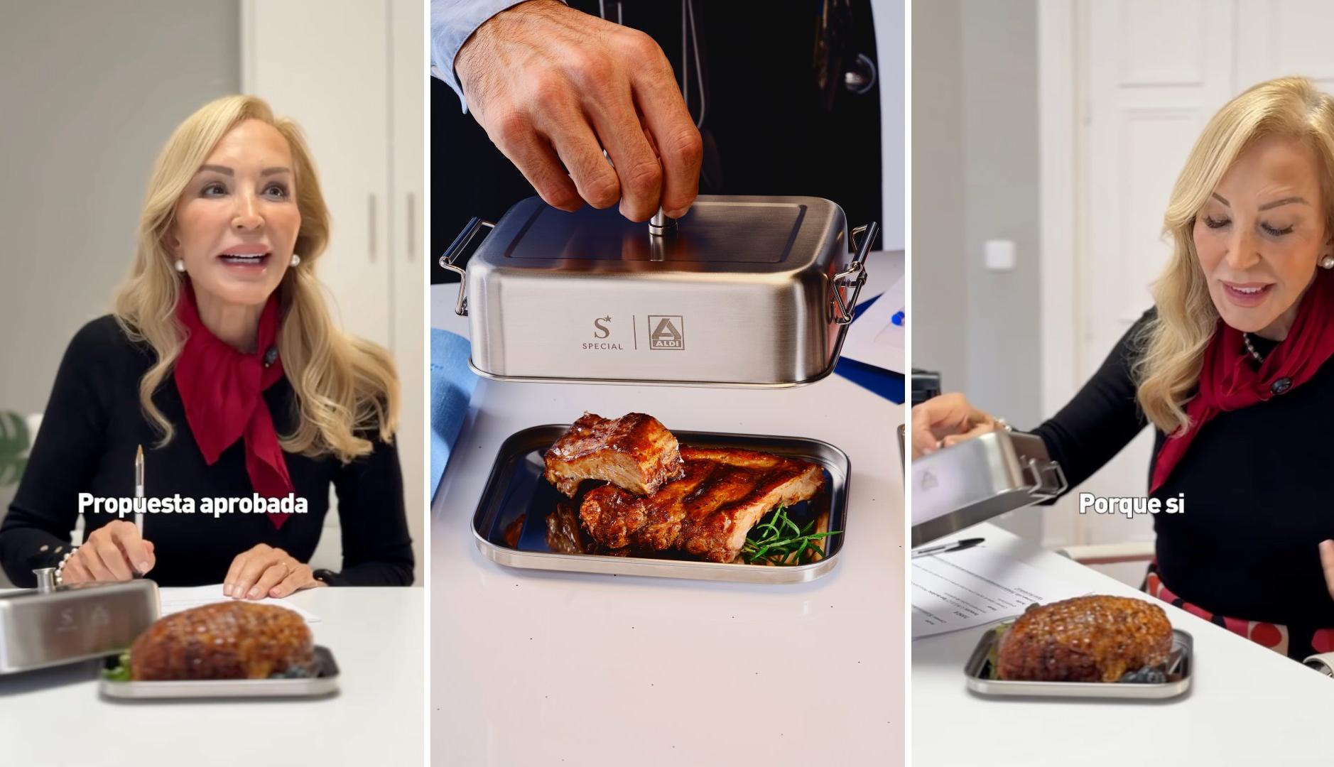 Carmen Lomana con el tupper special de Aldi