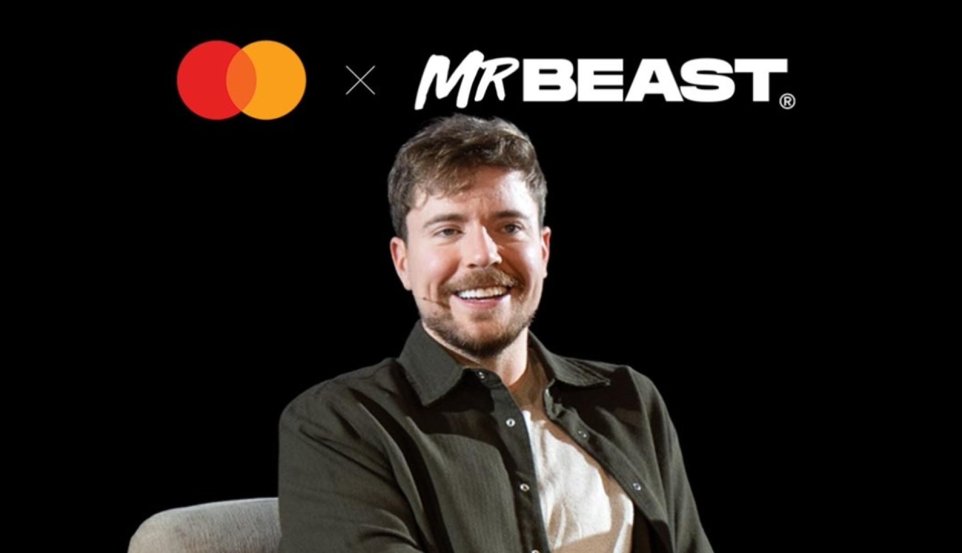 Mr beast junto al logotipo de Mastercard